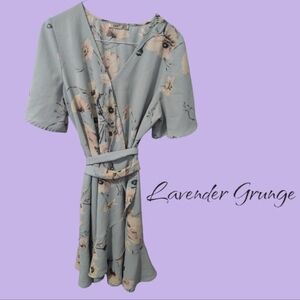 Dex Baby Blue Floral Wrap Dress